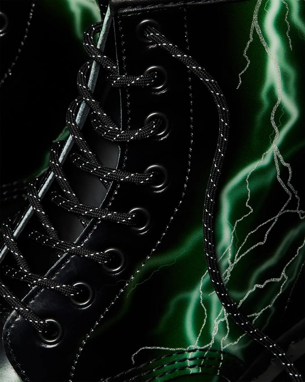 1460 Flash Black Green Smooth Leather Lace Up Boot