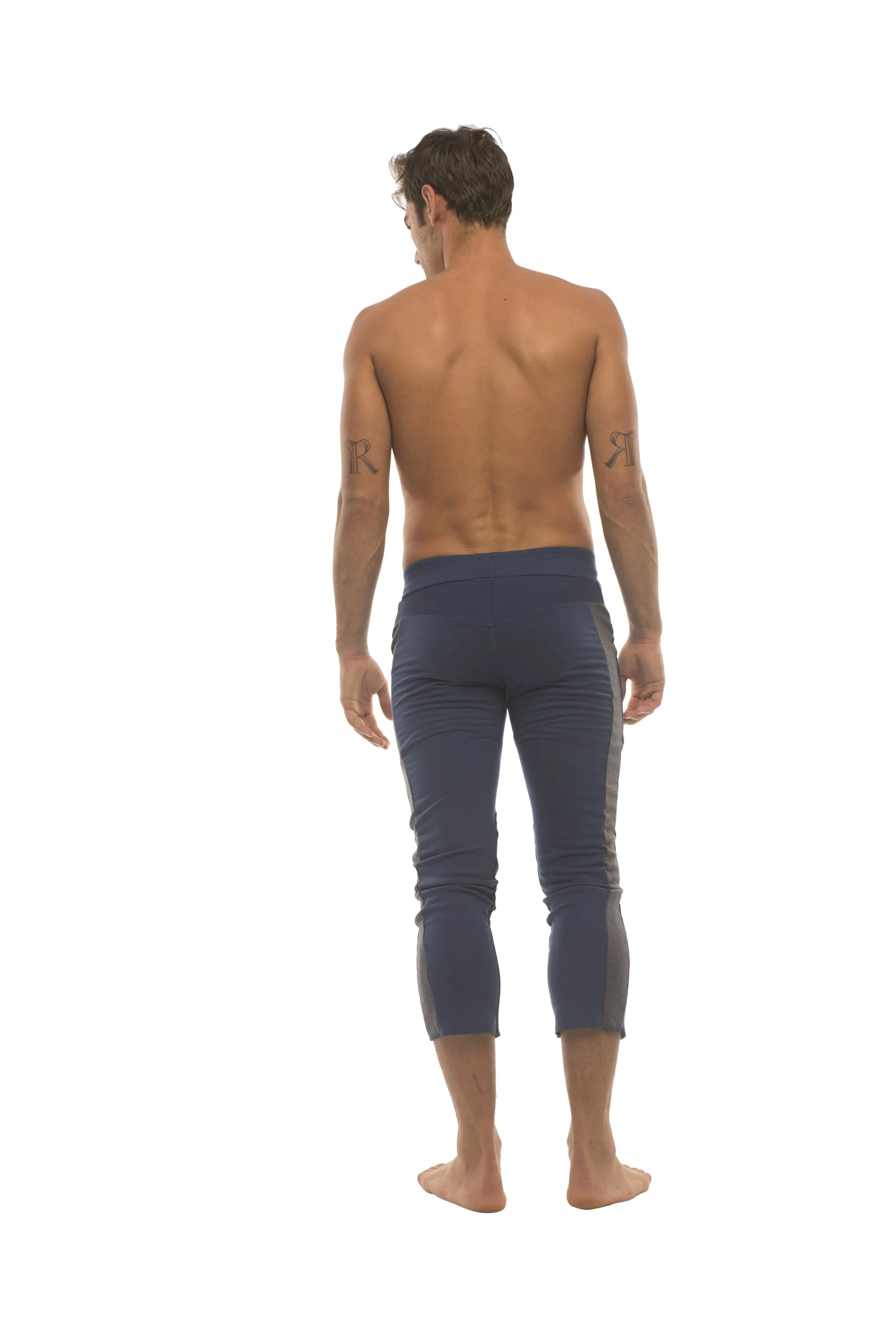 4/5 Zipper Pocket Capri Yoga Pants (Royal w/Charcoal & Black)