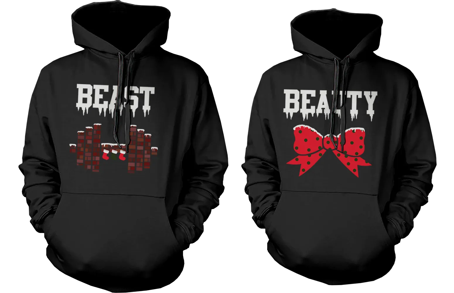 Beauty and Beast Winter Edition Matching Outfit Cute X-Mas Couple Hoodies