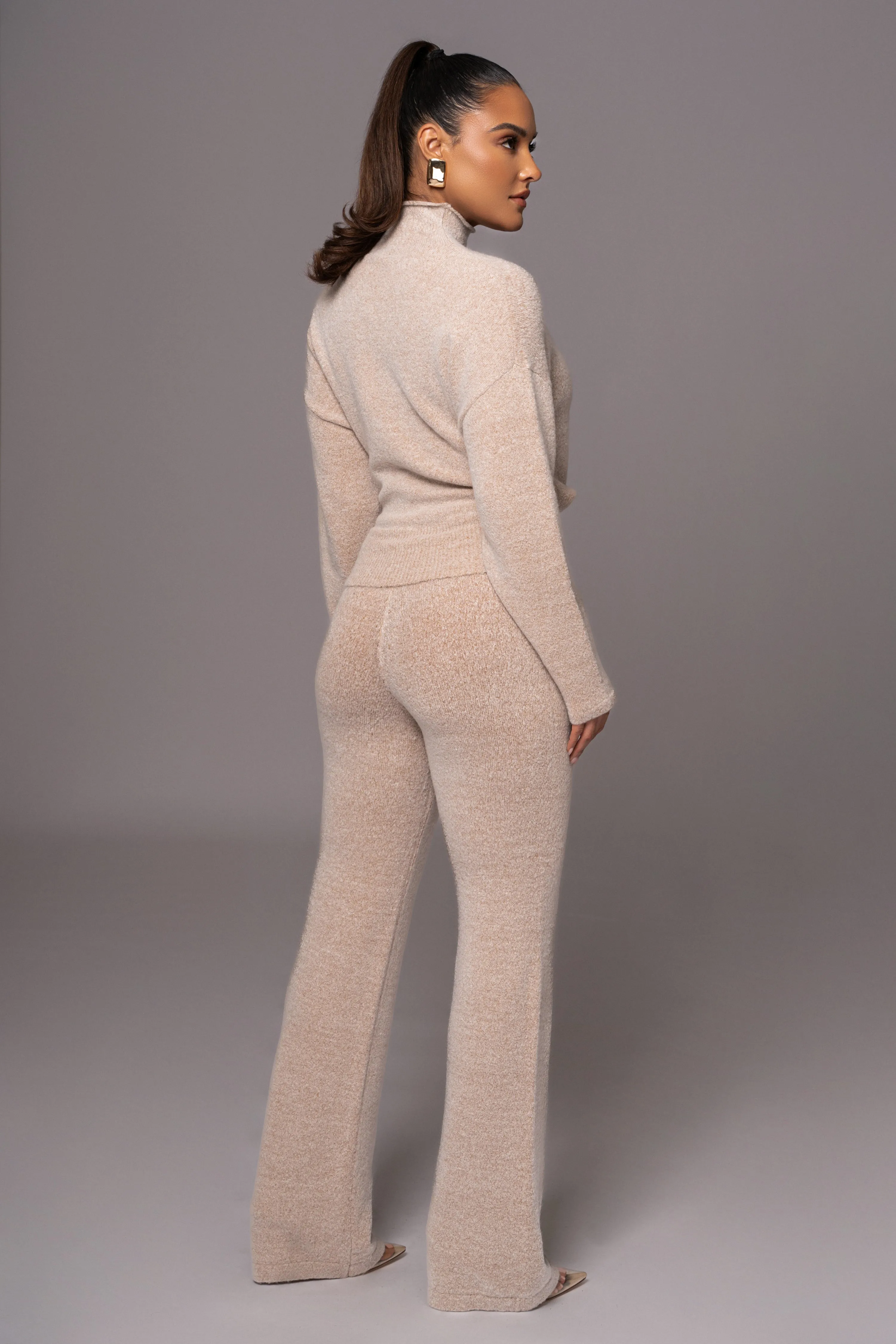 Beige Ivy Sweater Knit Pant Set