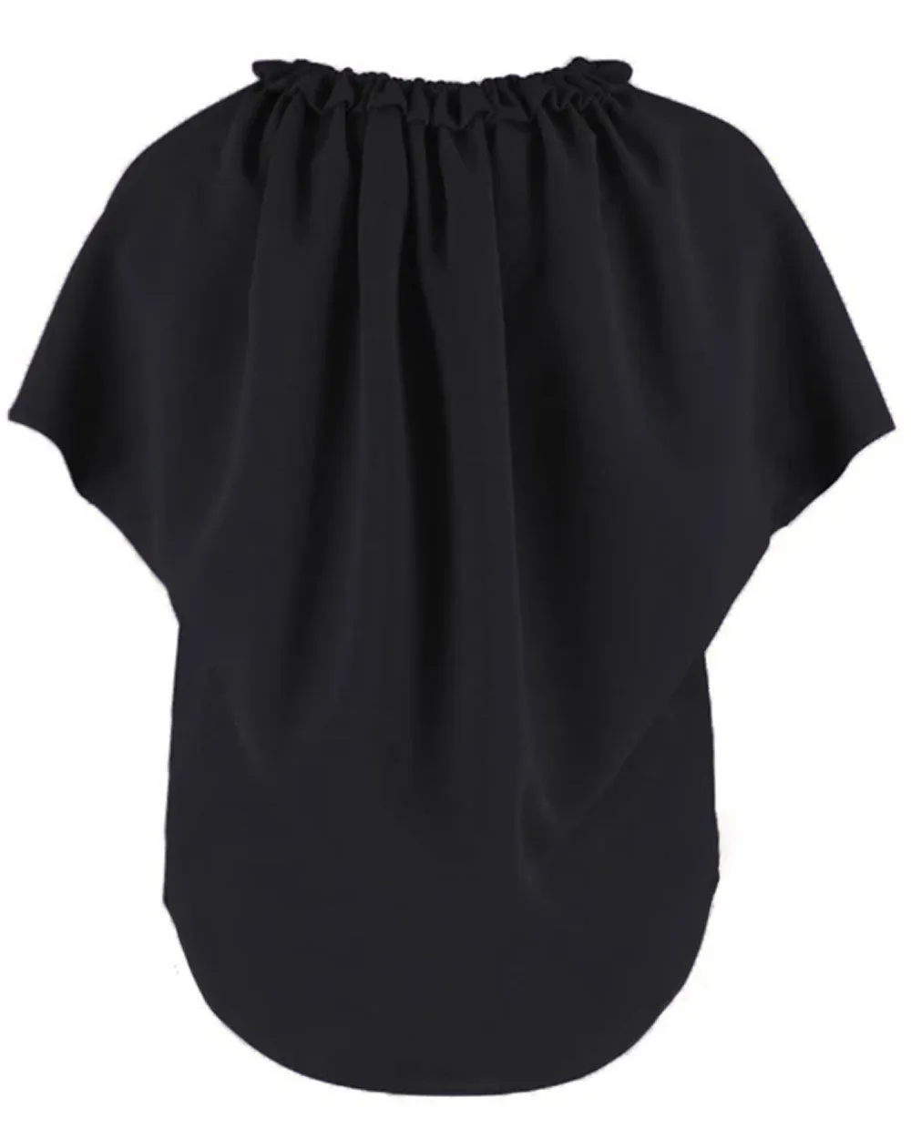 Black Crinkle Georgette Ruffle Neck Teuta Blouse