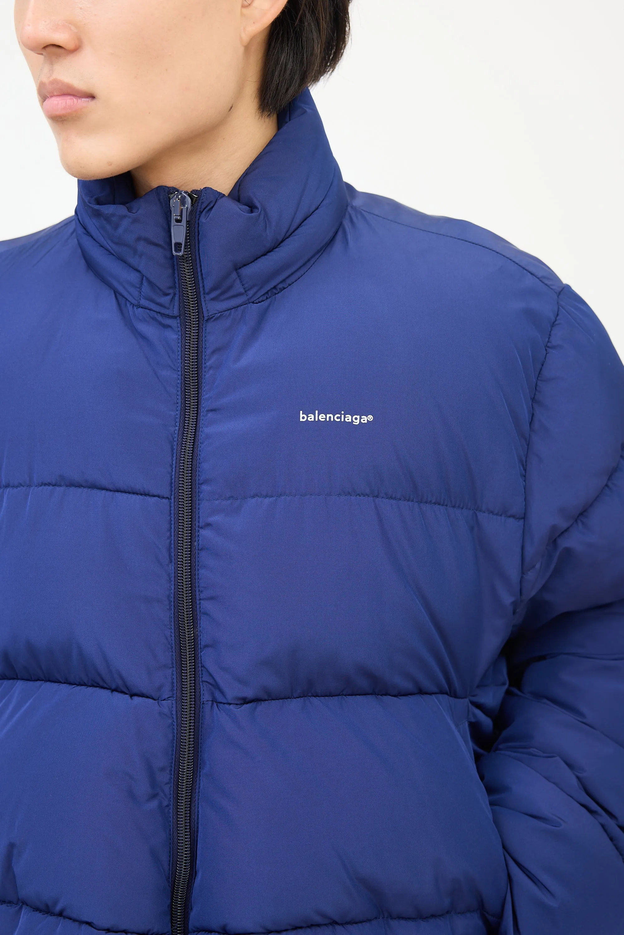 Blue Chest Logo Puffer Jacket