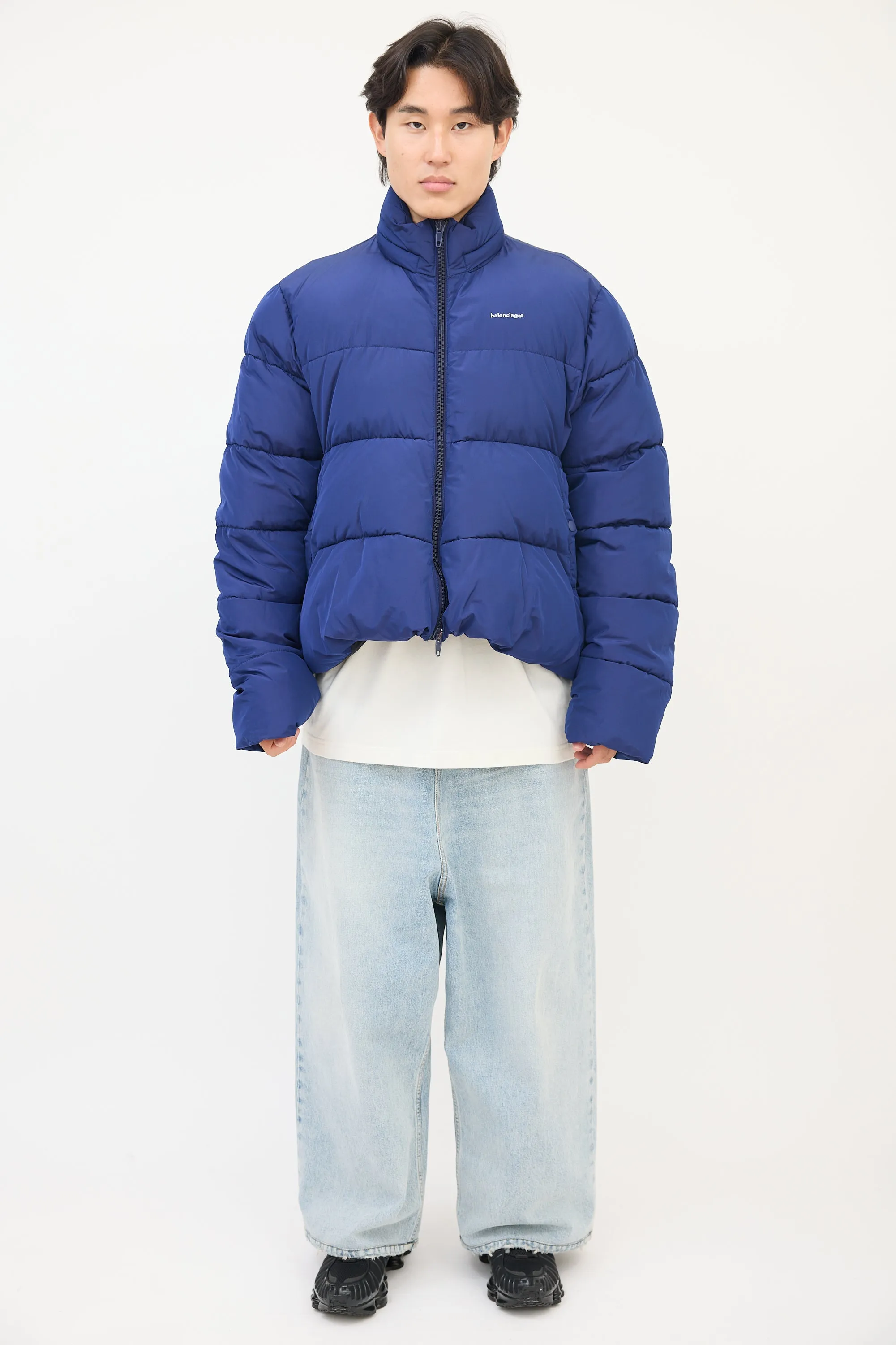 Blue Chest Logo Puffer Jacket