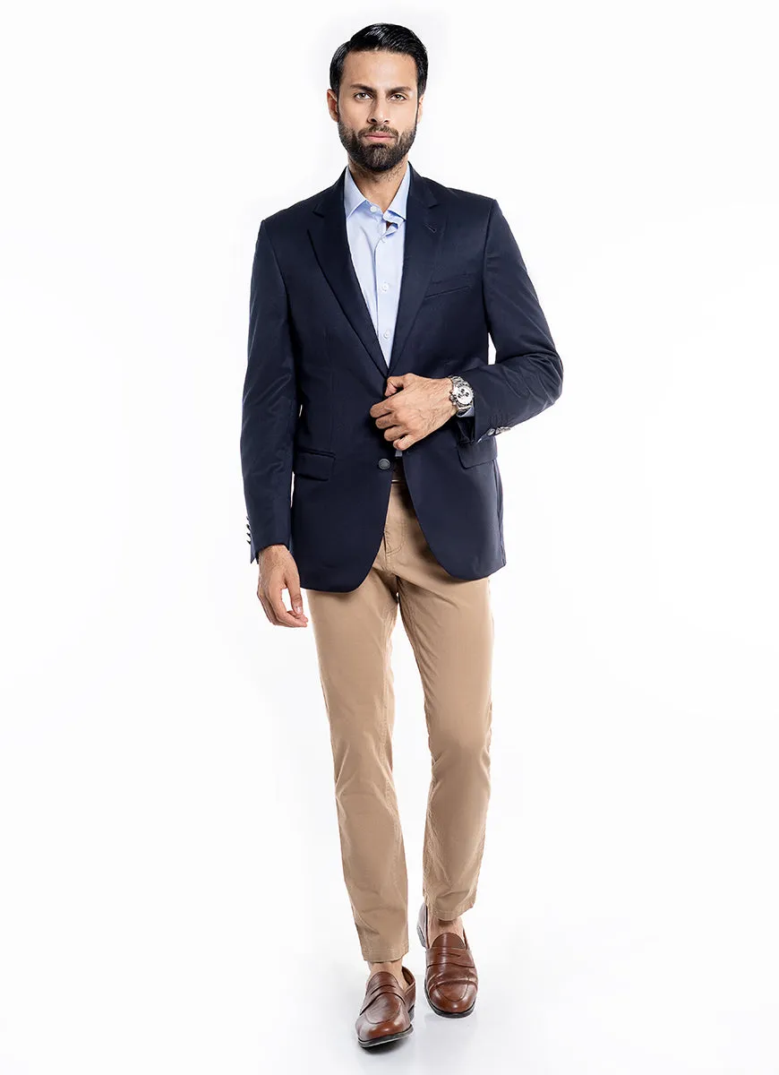 Blue Plain Gaberdine Super 100's Classic Blazer