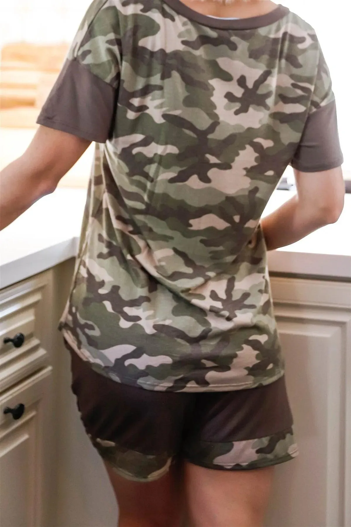 Camouflage Short Sleeve Crewneck T-Shirt & Shorts Set