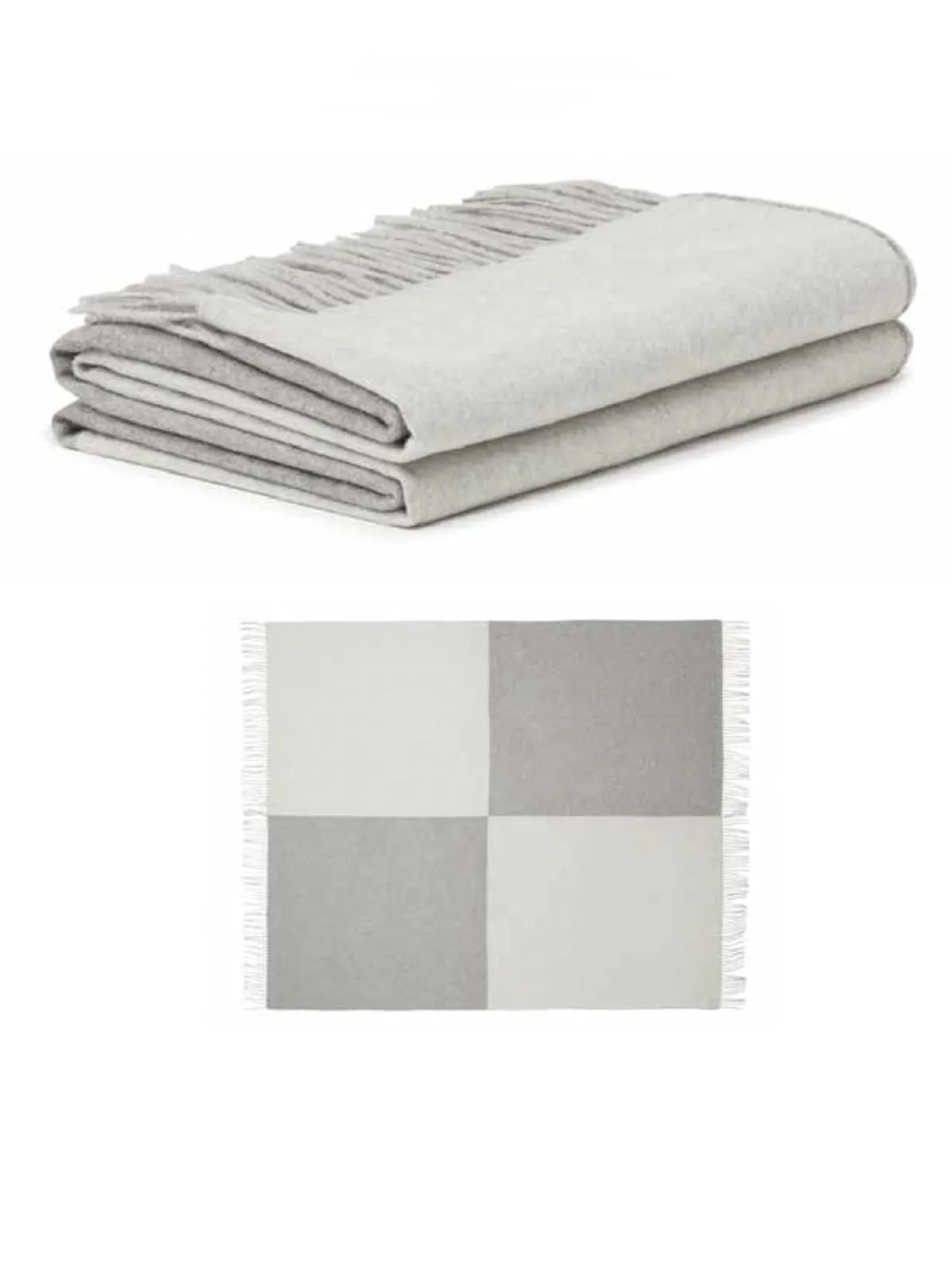 Cashmere Throw in Checkerboard Light Grey