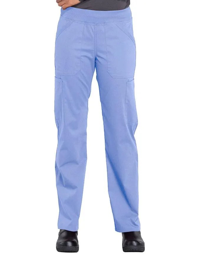 Cherokee Workwear Professionals Women's Elastic Waist Mid Rise Straight Leg Pull-on Cargo Pant