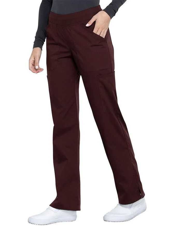 Cherokee Workwear Professionals Women's Elastic Waist Mid Rise Straight Leg Pull-on Cargo Pant