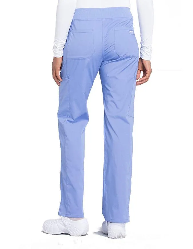 Cherokee Workwear Professionals Women's Elastic Waist Mid Rise Straight Leg Pull-on Cargo Pant