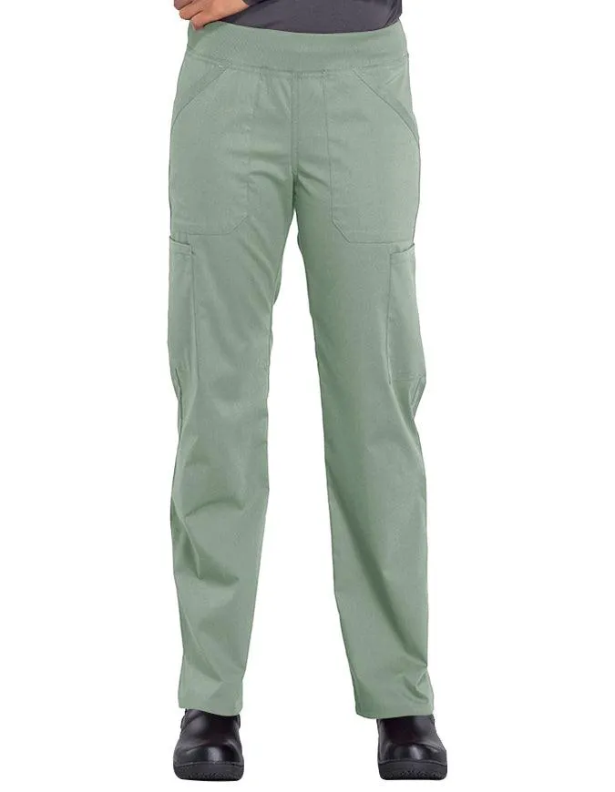 Cherokee Workwear Professionals Women's Elastic Waist Mid Rise Straight Leg Pull-on Cargo Pant