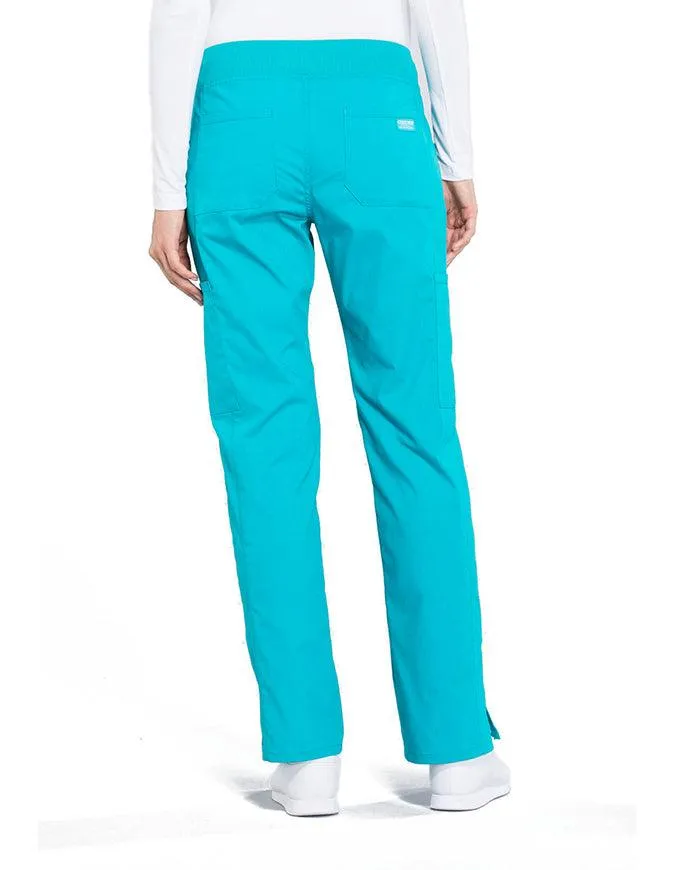 Cherokee Workwear Professionals Women's Elastic Waist Mid Rise Straight Leg Pull-on Cargo Pant