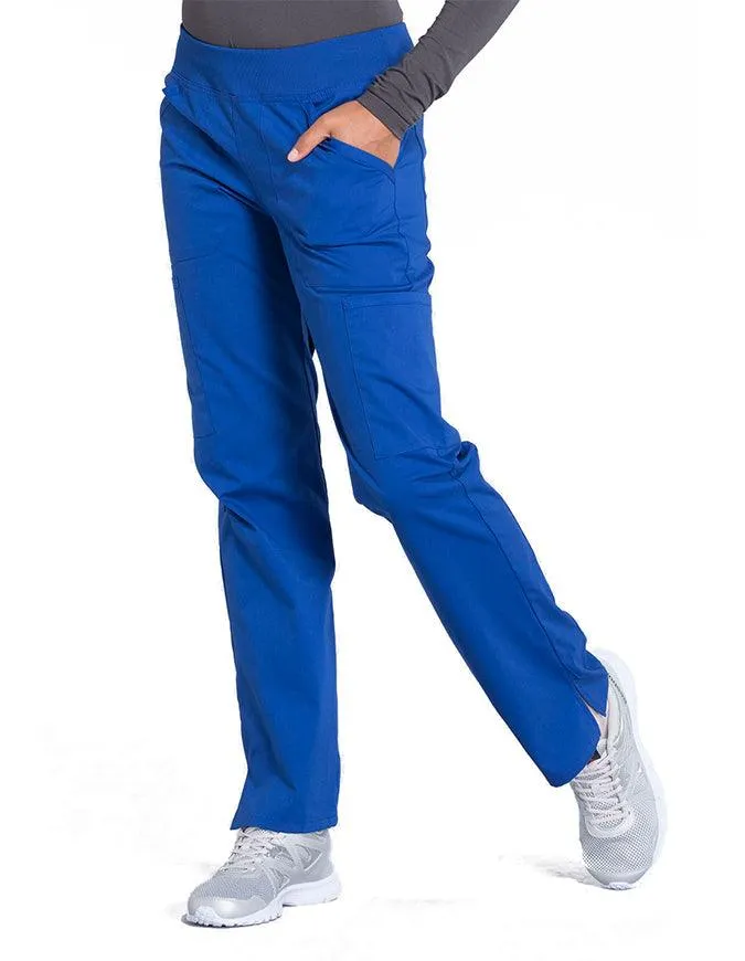 Cherokee Workwear Professionals Women's Elastic Waist Mid Rise Straight Leg Pull-on Cargo Pant