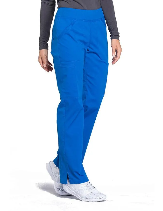 Cherokee Workwear Professionals Women's Elastic Waist Mid Rise Straight Leg Pull-on Cargo Pant