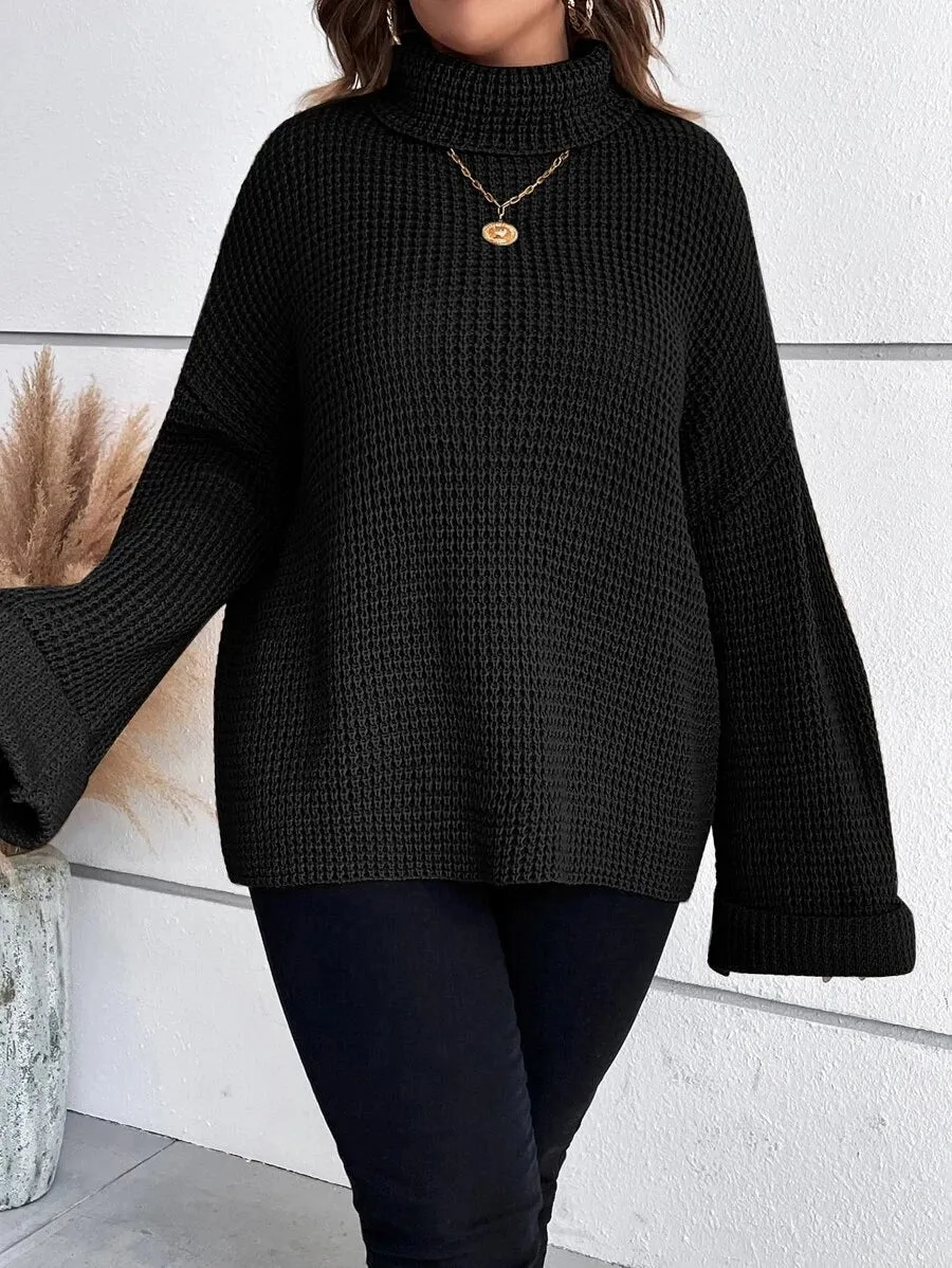 Chunky Knit Sweater With Ribbed Cuffs And Hem