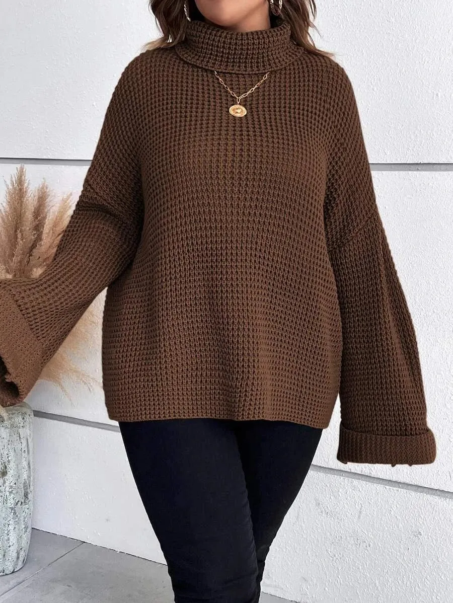 Chunky Knit Sweater With Ribbed Cuffs And Hem