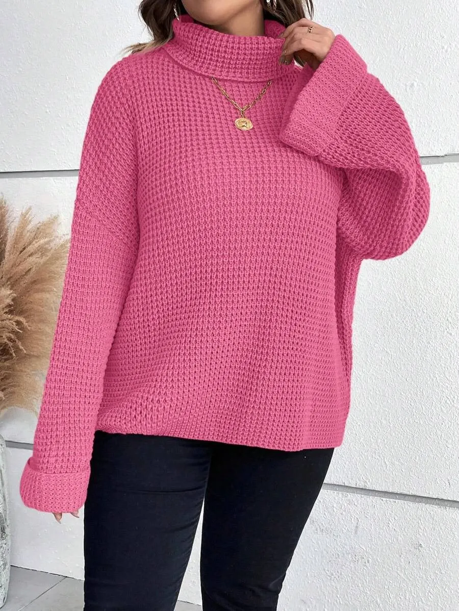 Chunky Knit Sweater With Ribbed Cuffs And Hem