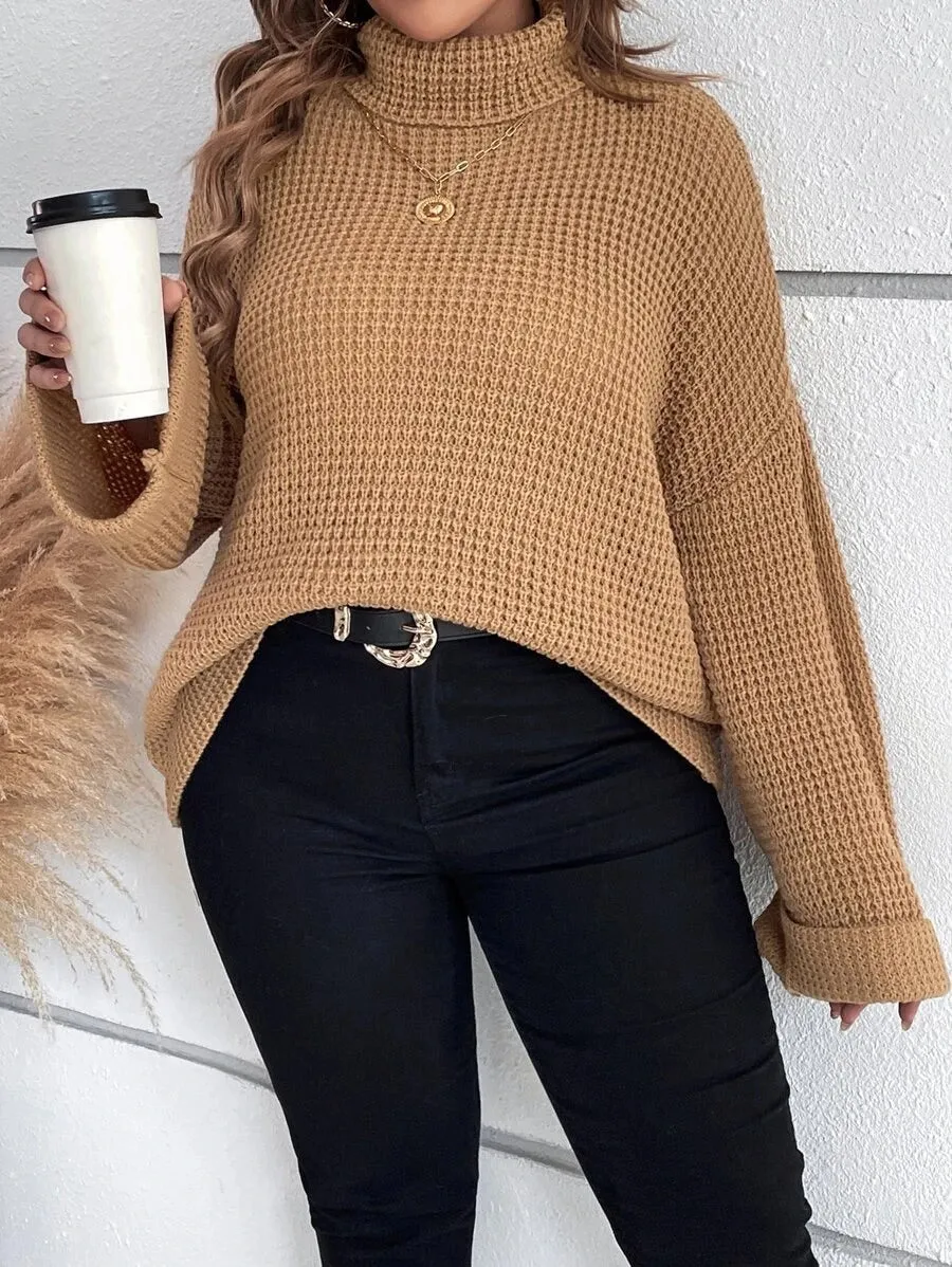 Chunky Knit Sweater With Ribbed Cuffs And Hem