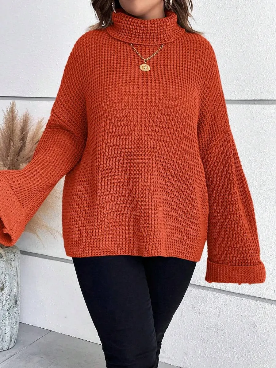 Chunky Knit Sweater With Ribbed Cuffs And Hem