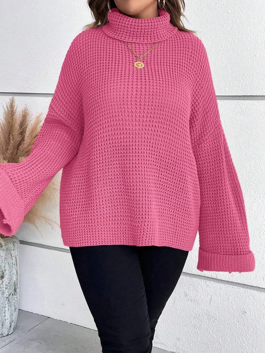 Chunky Knit Sweater With Ribbed Cuffs And Hem