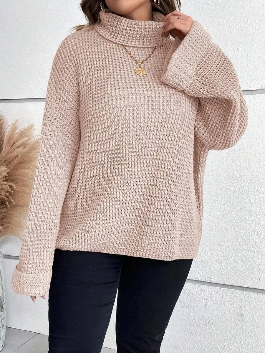 Chunky Knit Sweater With Ribbed Cuffs And Hem