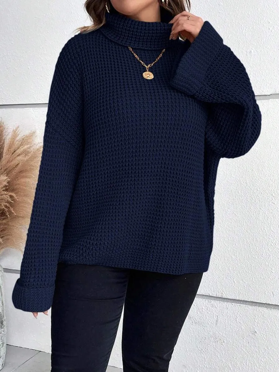 Chunky Knit Sweater With Ribbed Cuffs And Hem