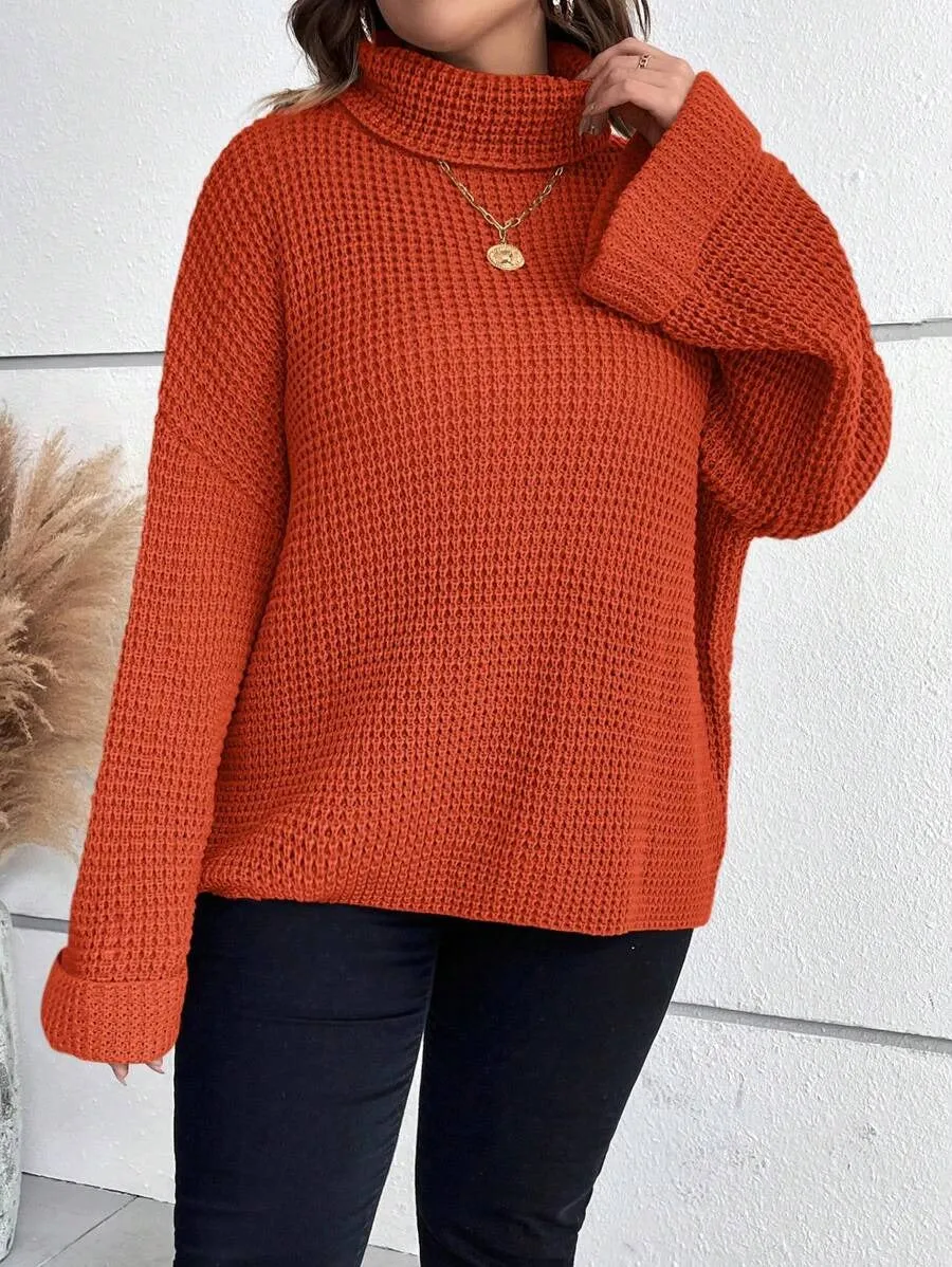 Chunky Knit Sweater With Ribbed Cuffs And Hem