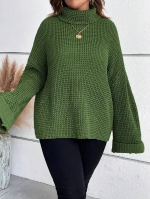 Chunky Knit Sweater With Ribbed Cuffs And Hem