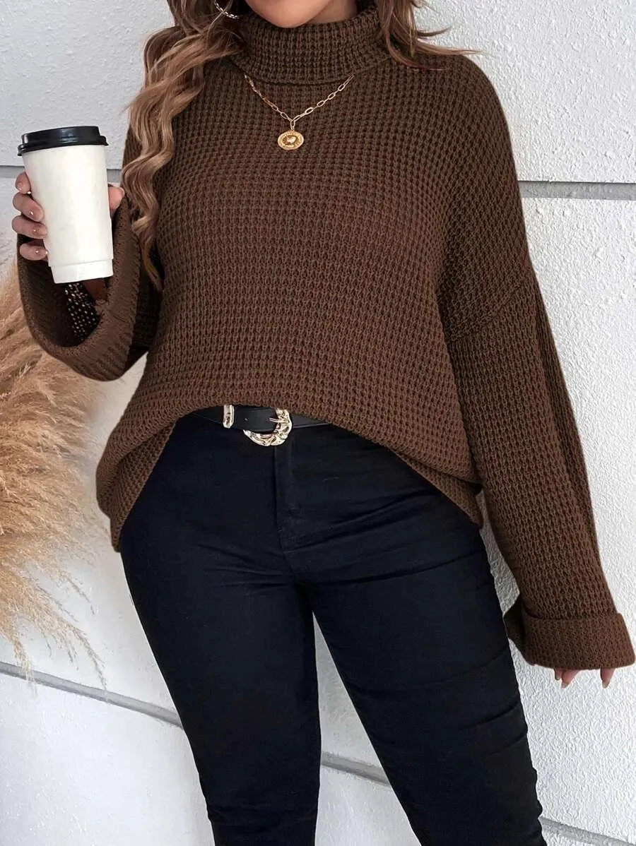 Chunky Knit Sweater With Ribbed Cuffs And Hem