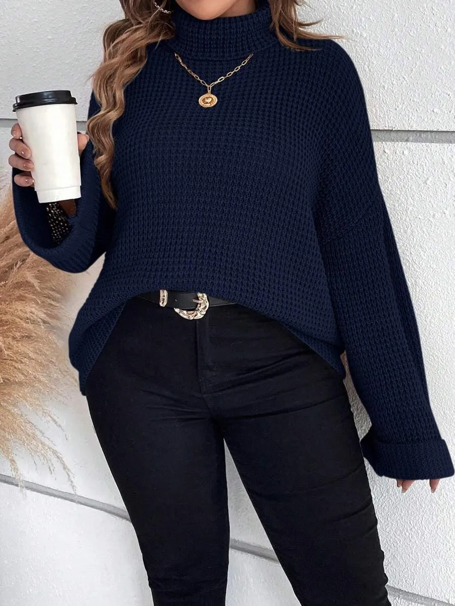 Chunky Knit Sweater With Ribbed Cuffs And Hem