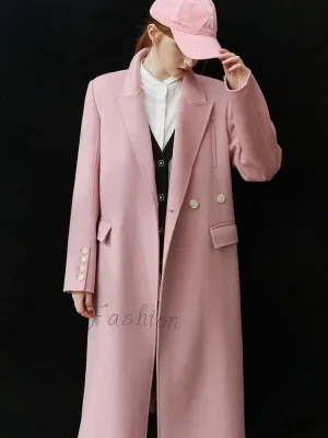 Classic Suit Collar Double-sided Wool Mid-length Office Lady Coat