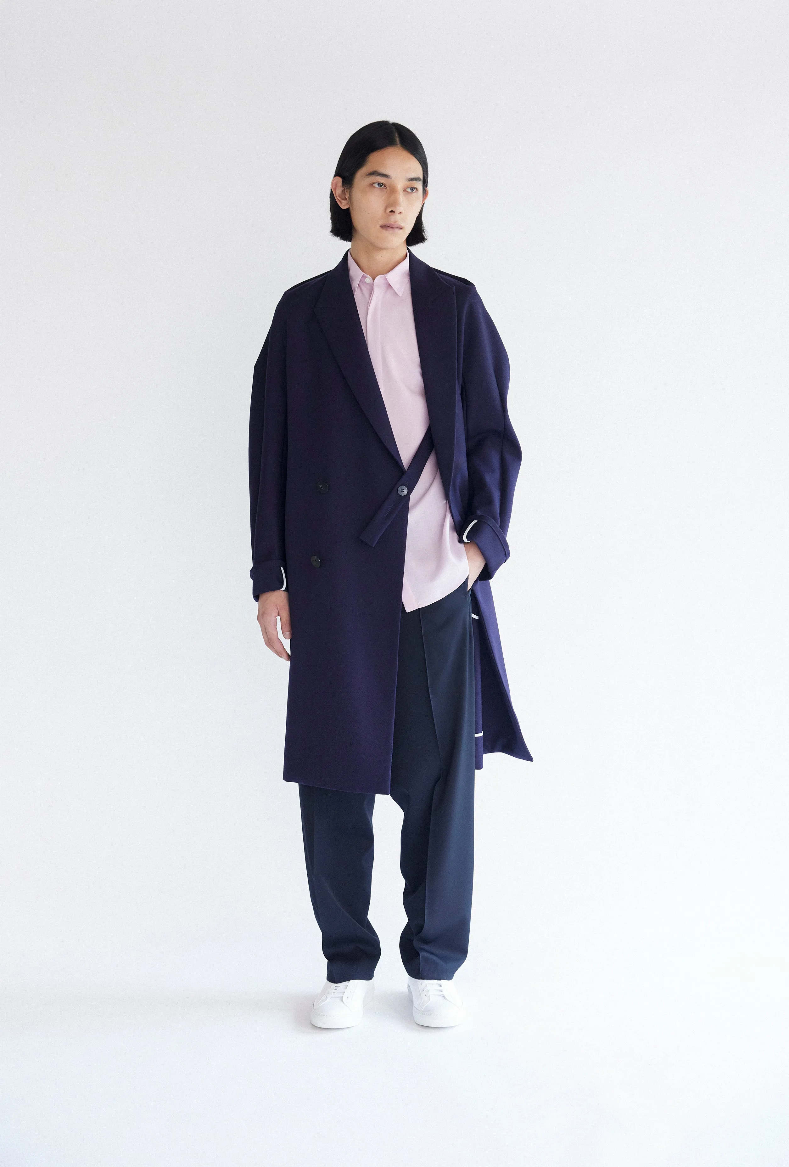 Classic Wool Serge Overcoat in Navy