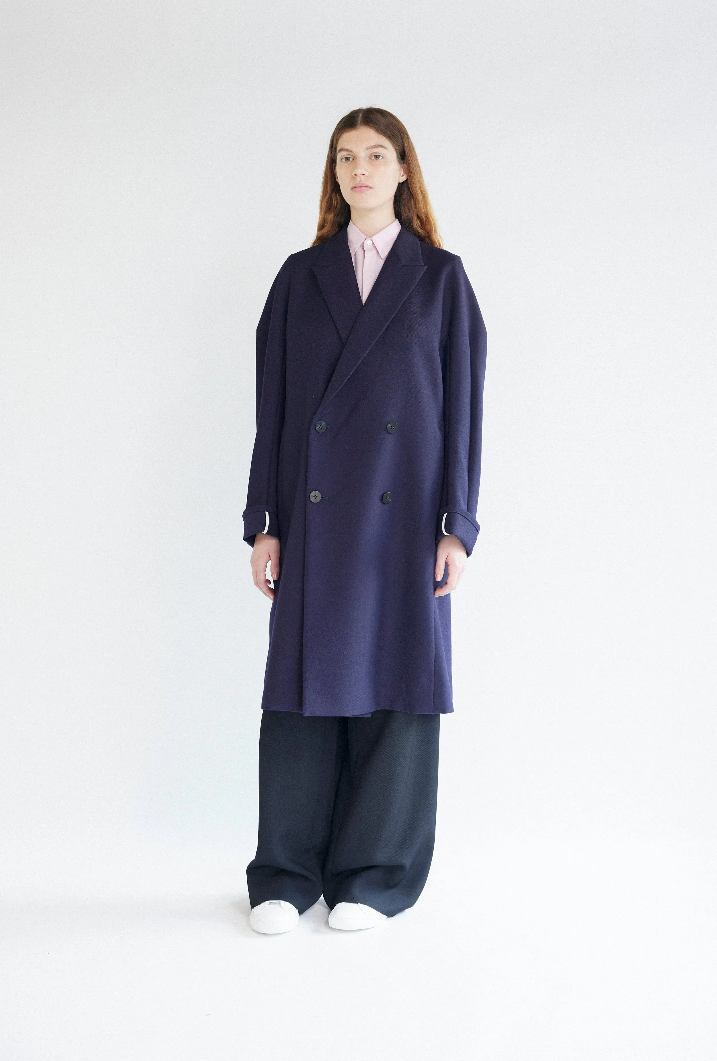 Classic Wool Serge Overcoat in Navy