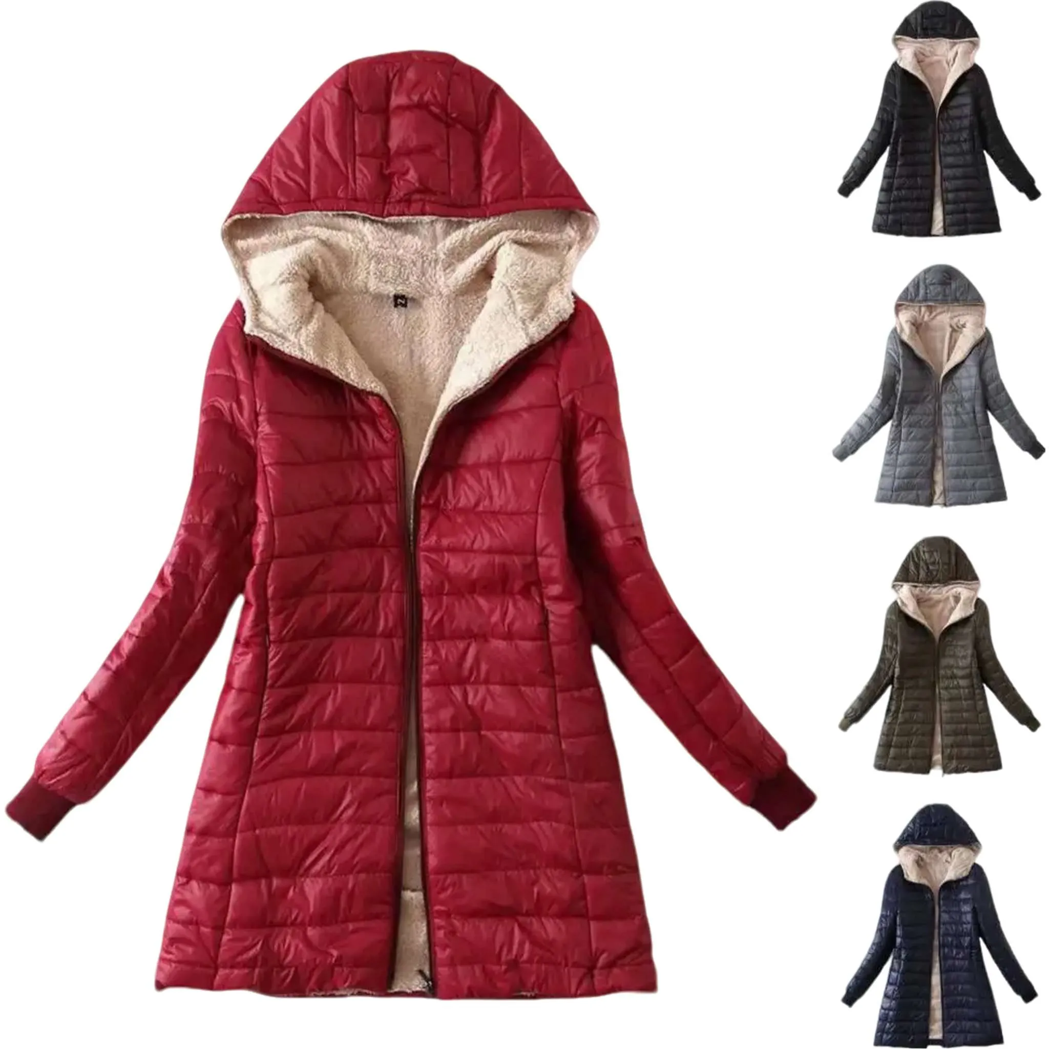 Cozy Autumn Winter Hooded Mid-length Jacket