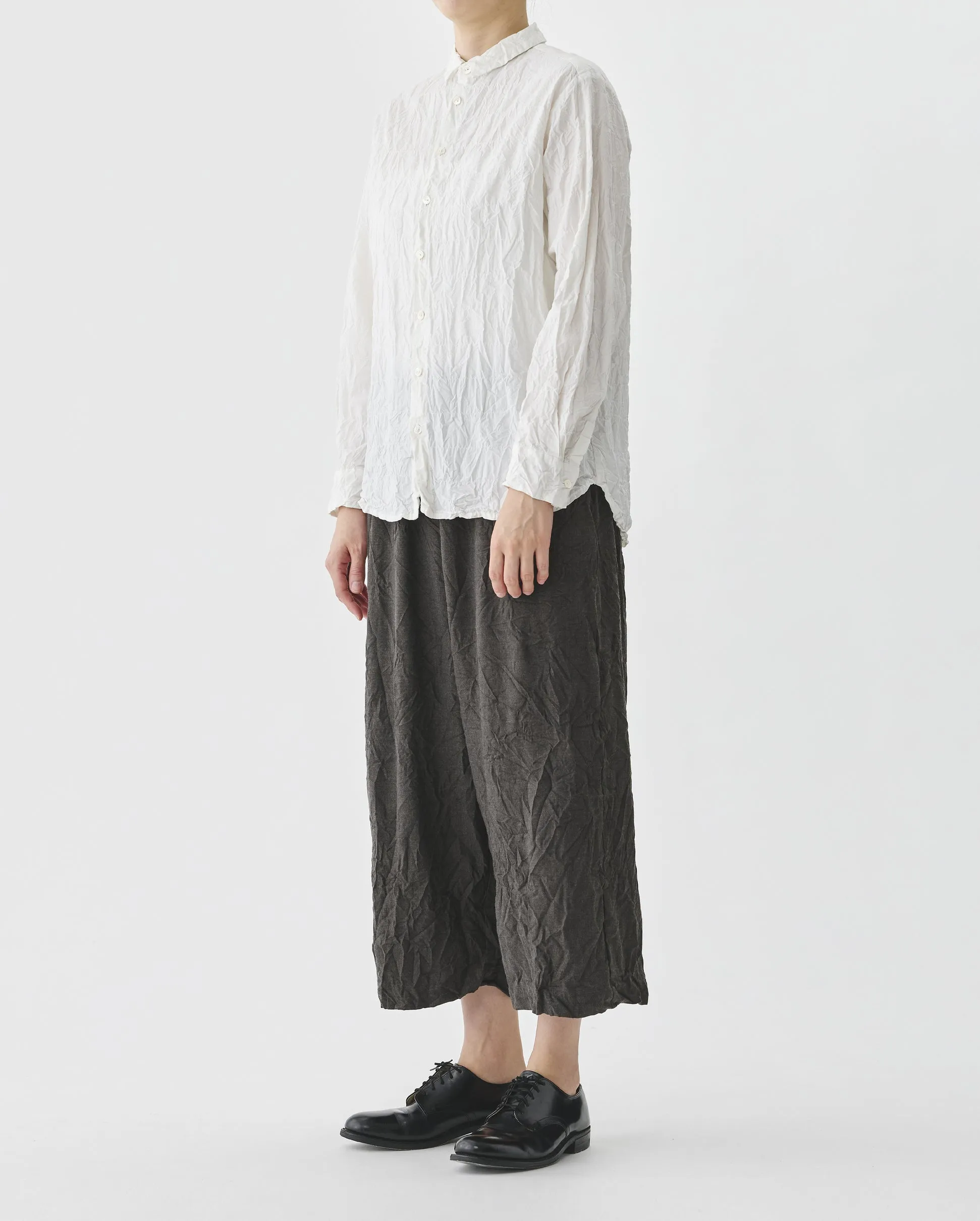 CRINKLE COTTON BLOUSE / OFF WHITE