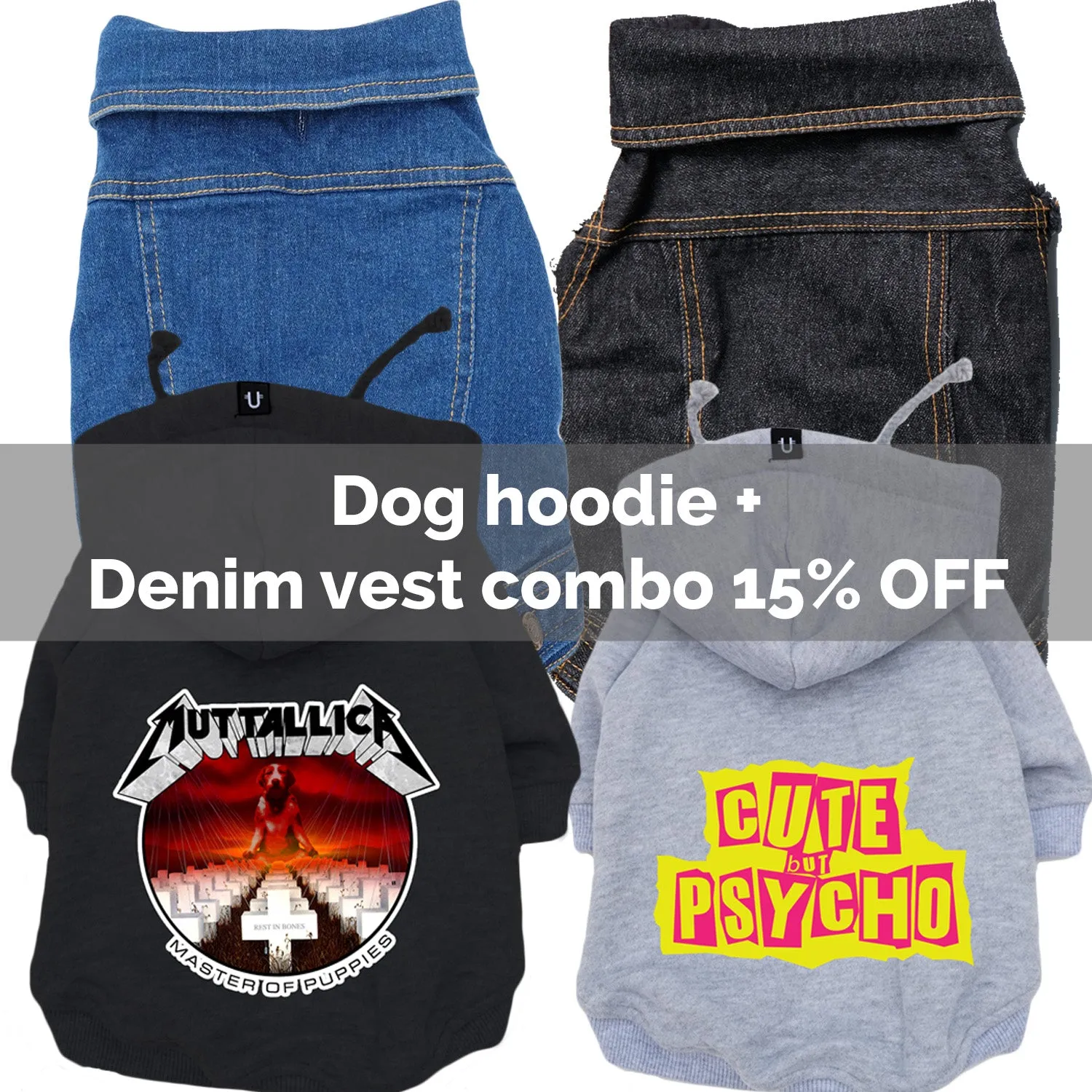 Denim dog vest   Dog Band Hoodie Set