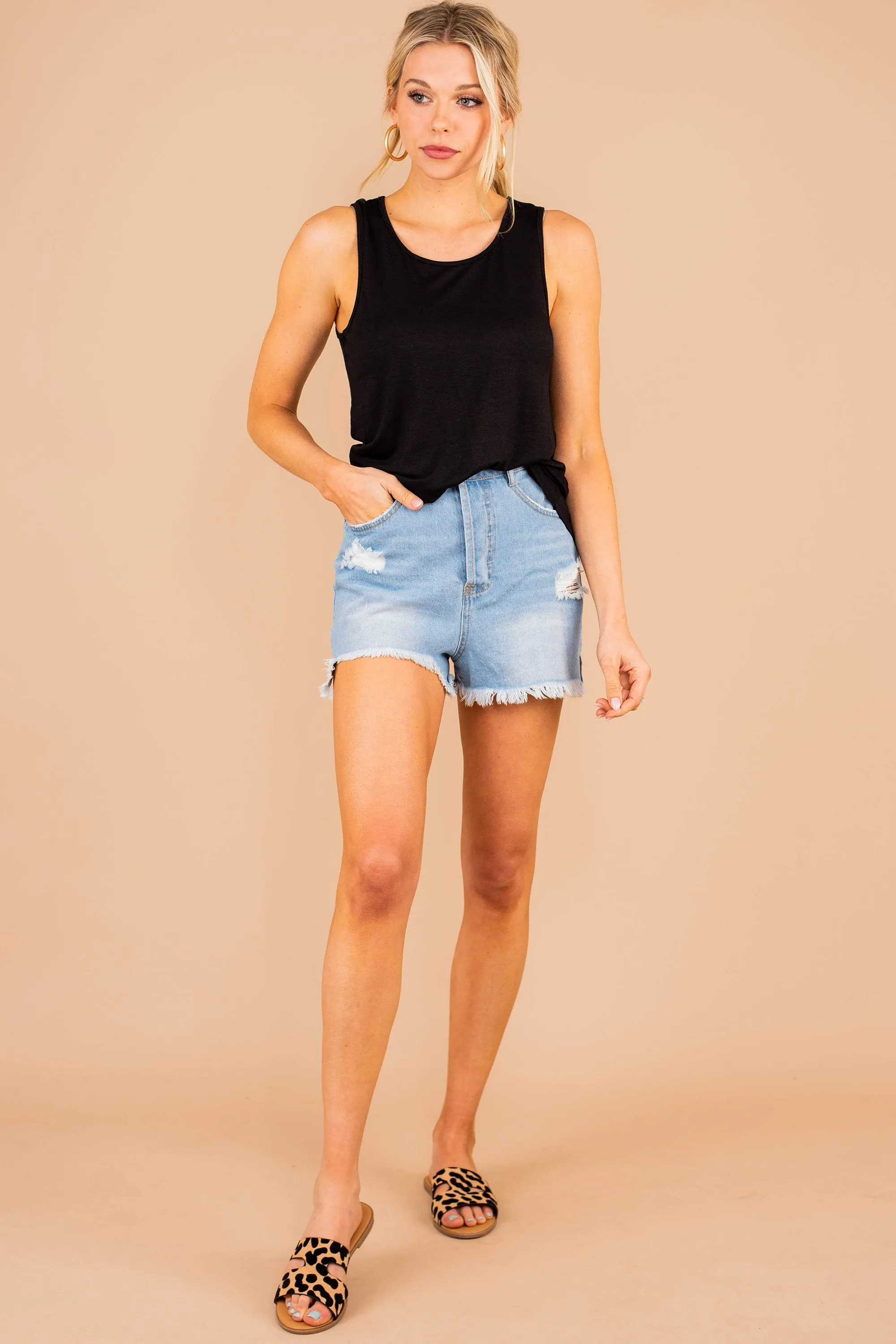 Do Good Light Wash Denim Shorts