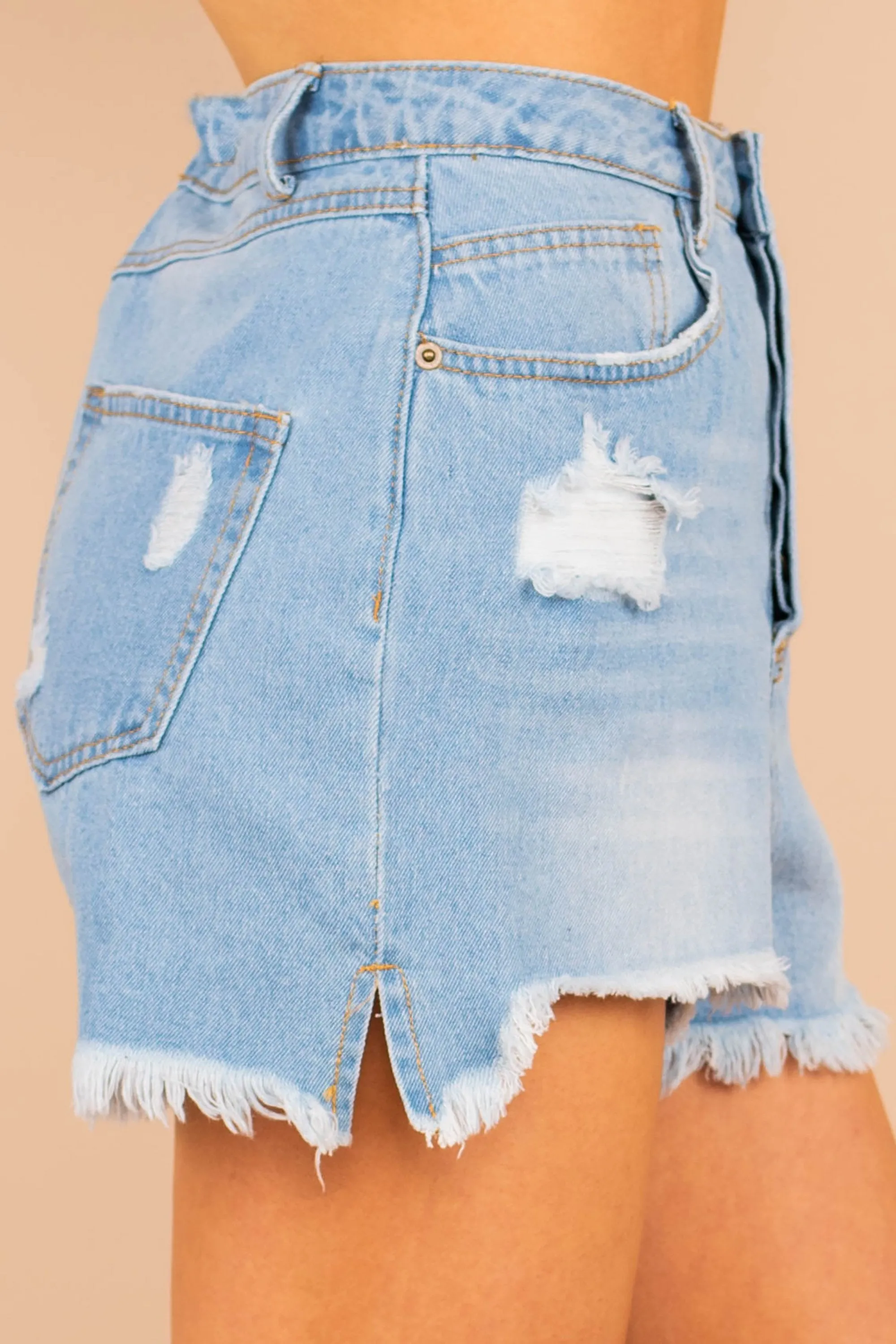 Do Good Light Wash Denim Shorts