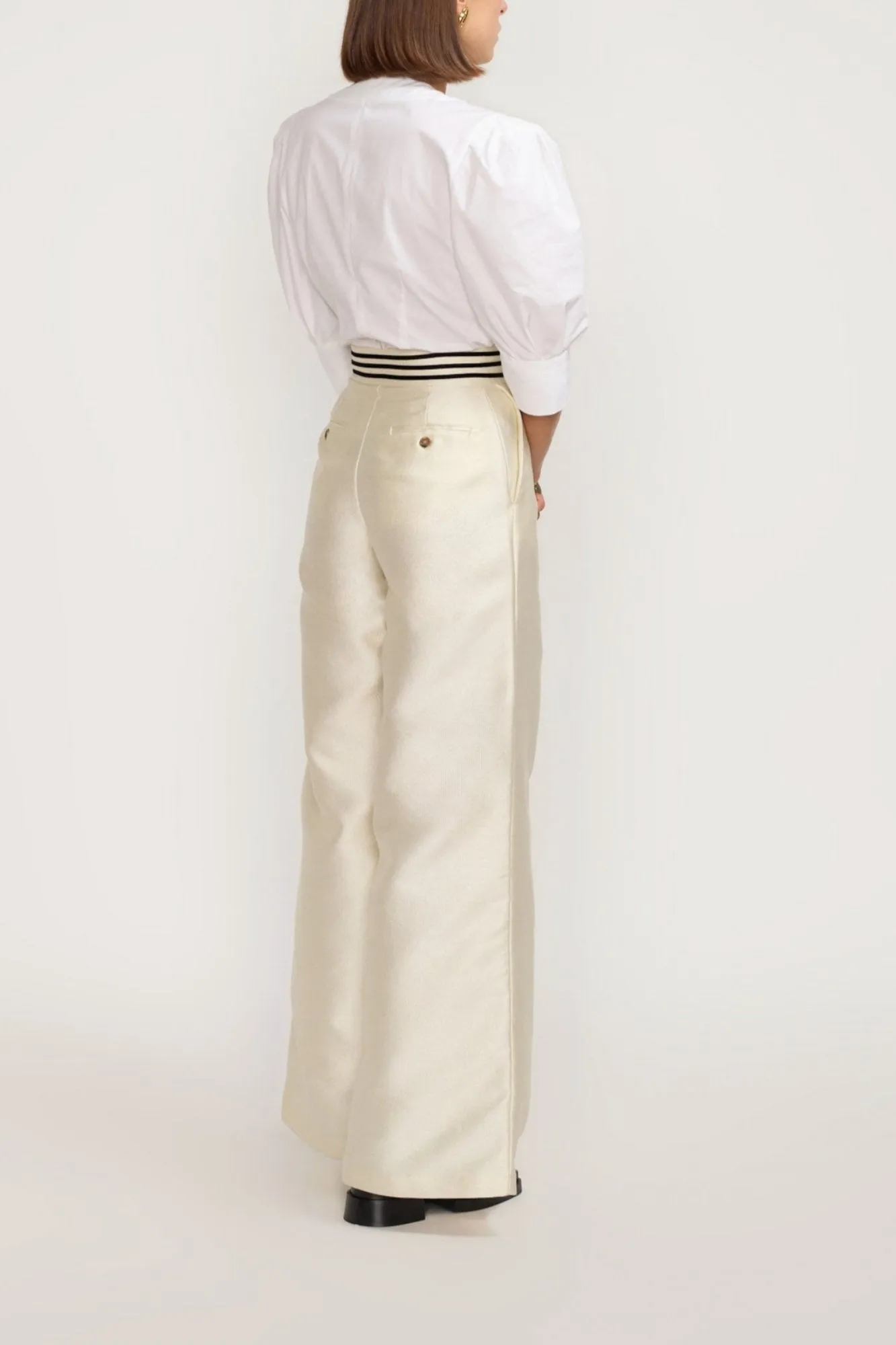 Ecru Wide-leg pants with a tailored fit