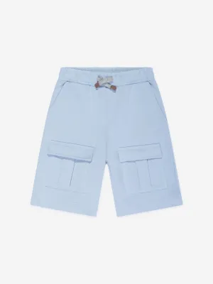 Eleventy Boys Jersey Cargo Shorts in Blue