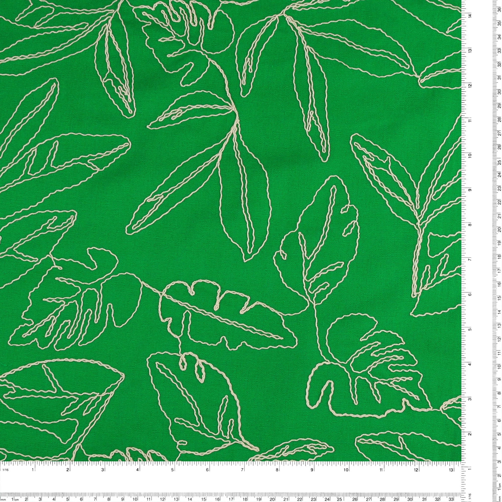 Embroidered Rayon Linen - ANNA - Green