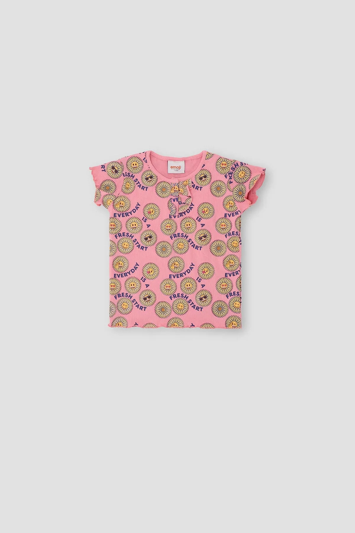 Emoji Top Bottom Suit For Girl - Peony