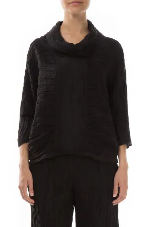 Evergreen Cowl Neck Black Blouse