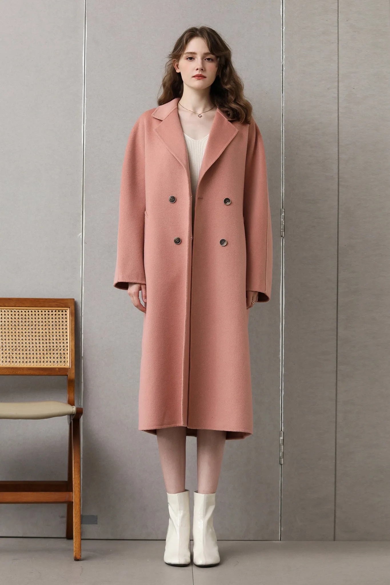 Fangyan | Denise Pink Cocoon Wool Coat