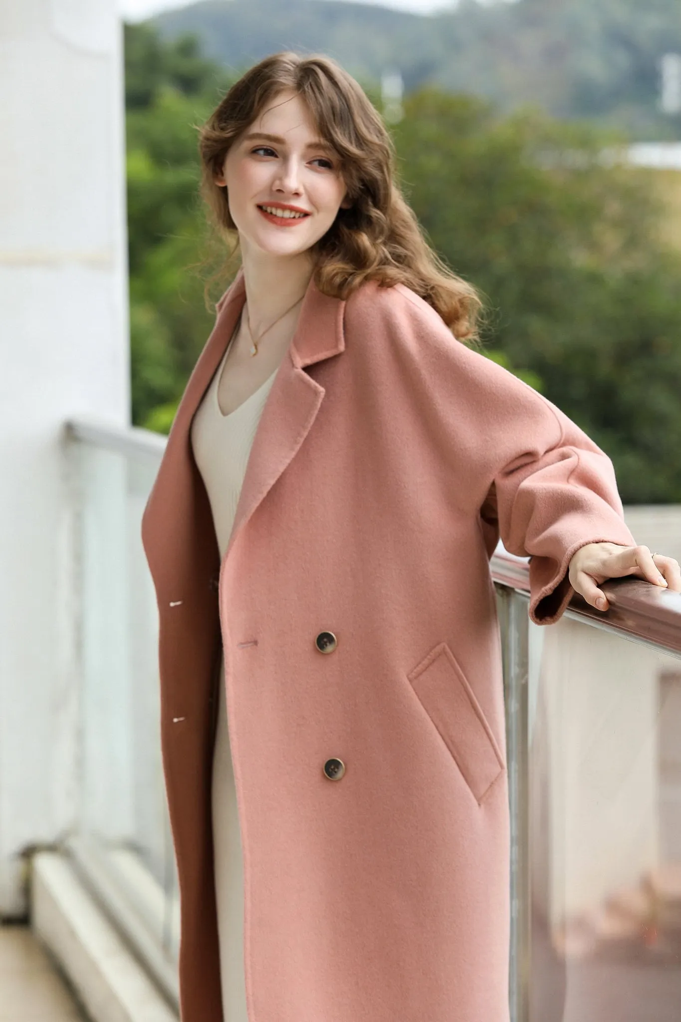 Fangyan | Denise Pink Cocoon Wool Coat