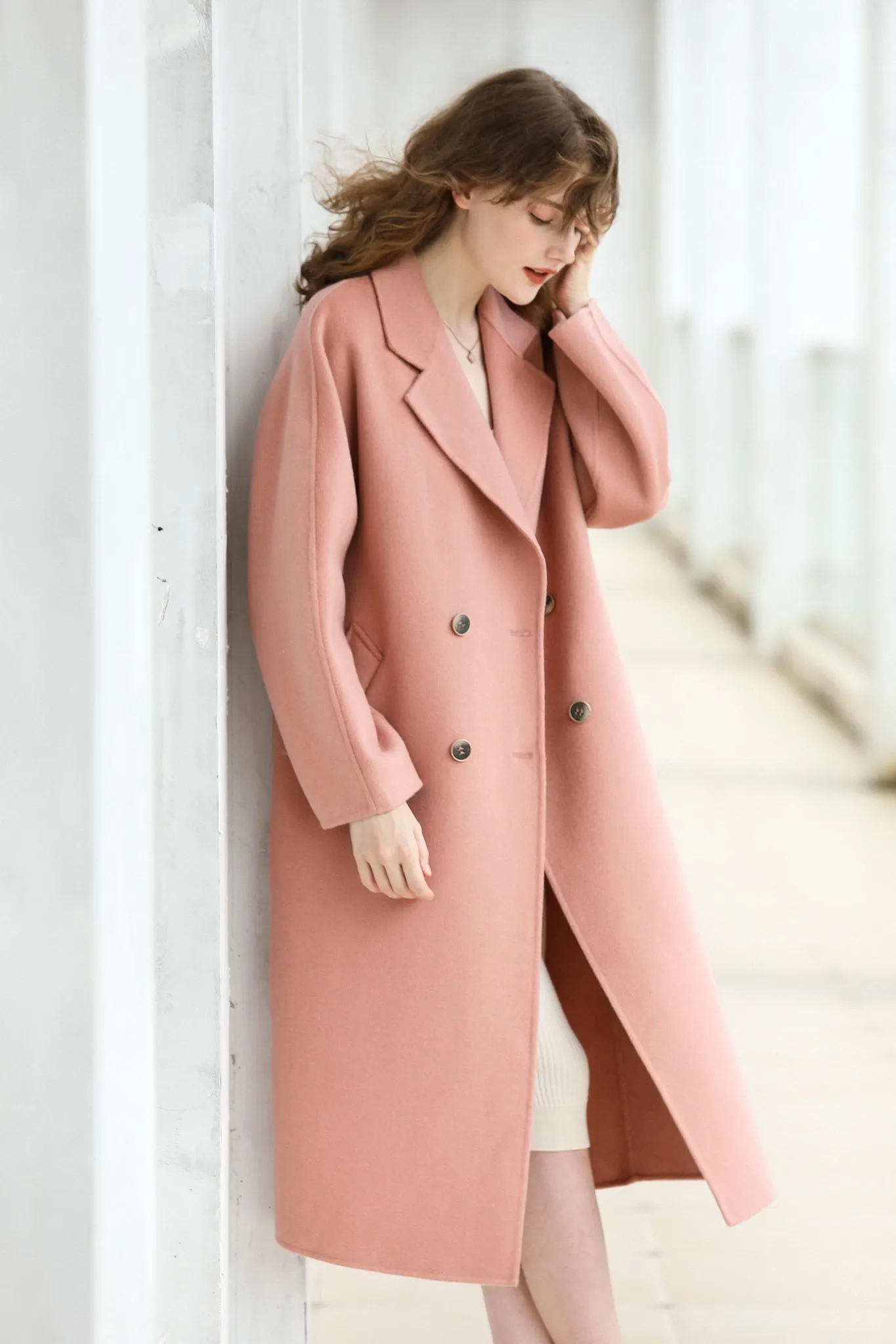 Fangyan | Denise Pink Cocoon Wool Coat