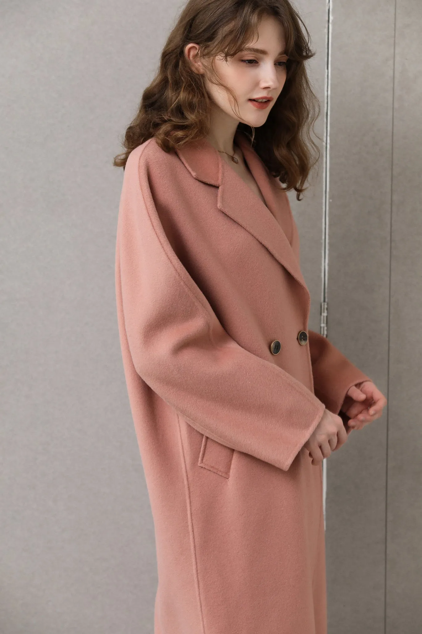 Fangyan | Denise Pink Cocoon Wool Coat