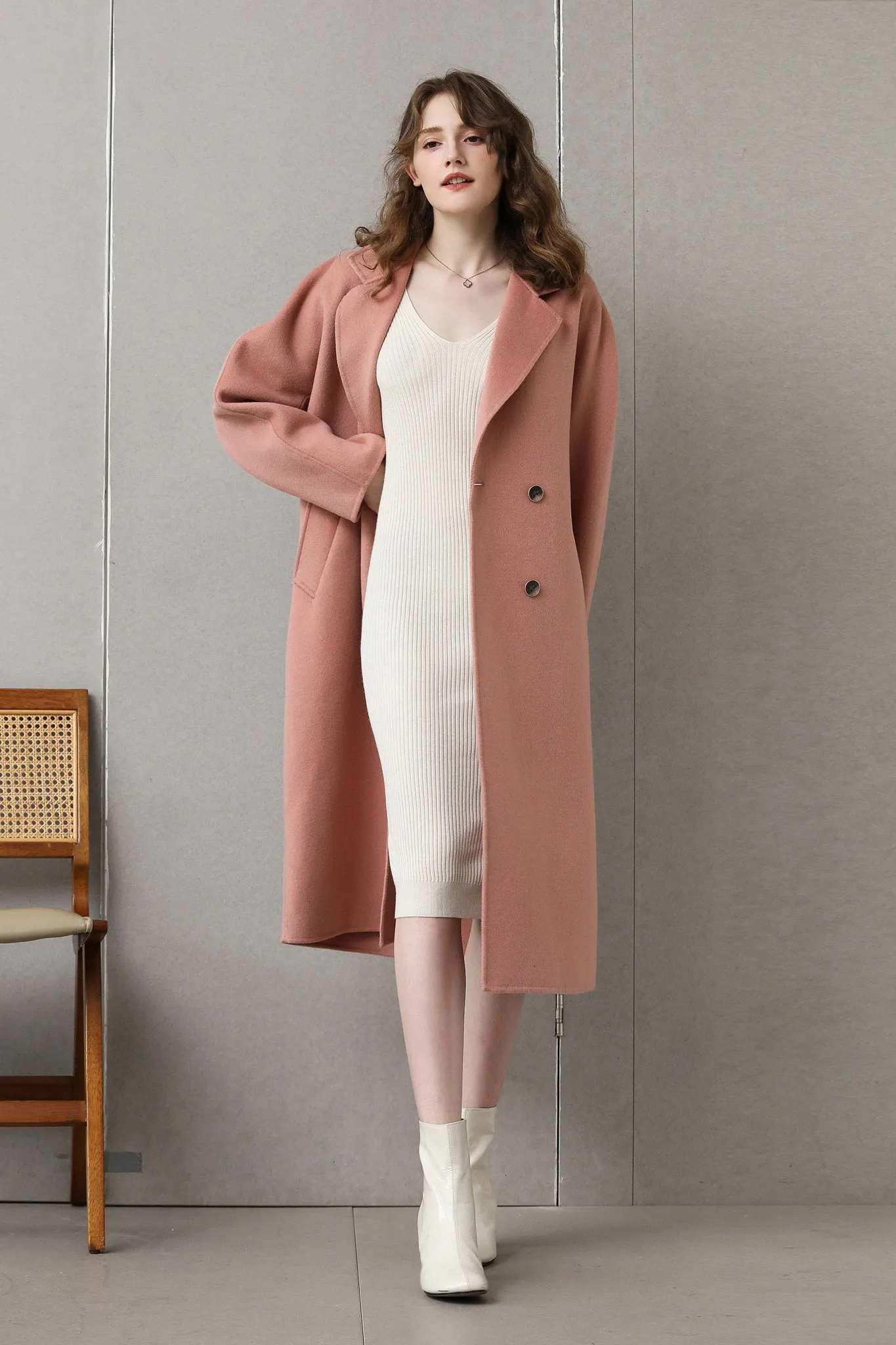 Fangyan | Denise Pink Cocoon Wool Coat