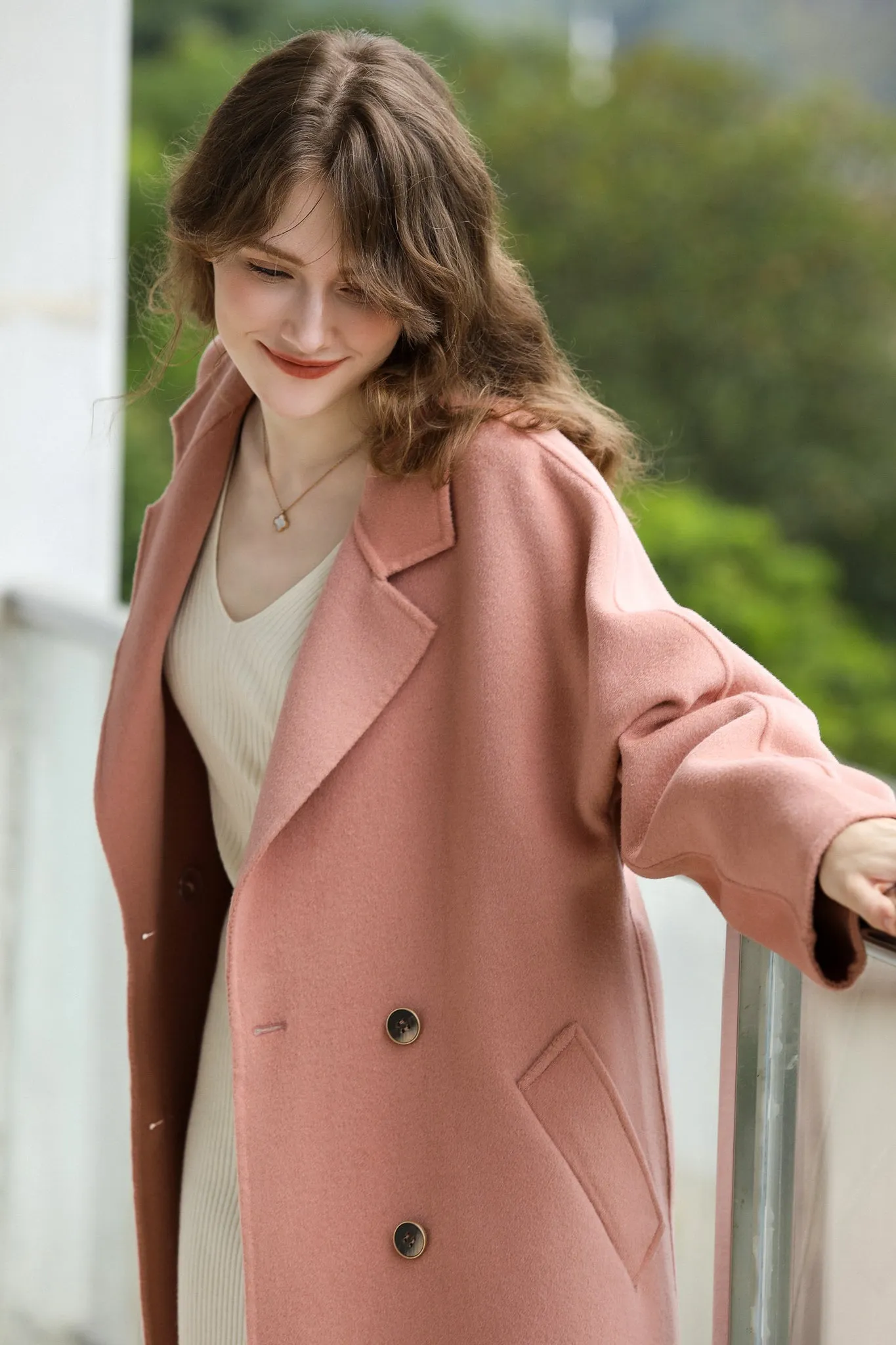 Fangyan | Denise Pink Cocoon Wool Coat