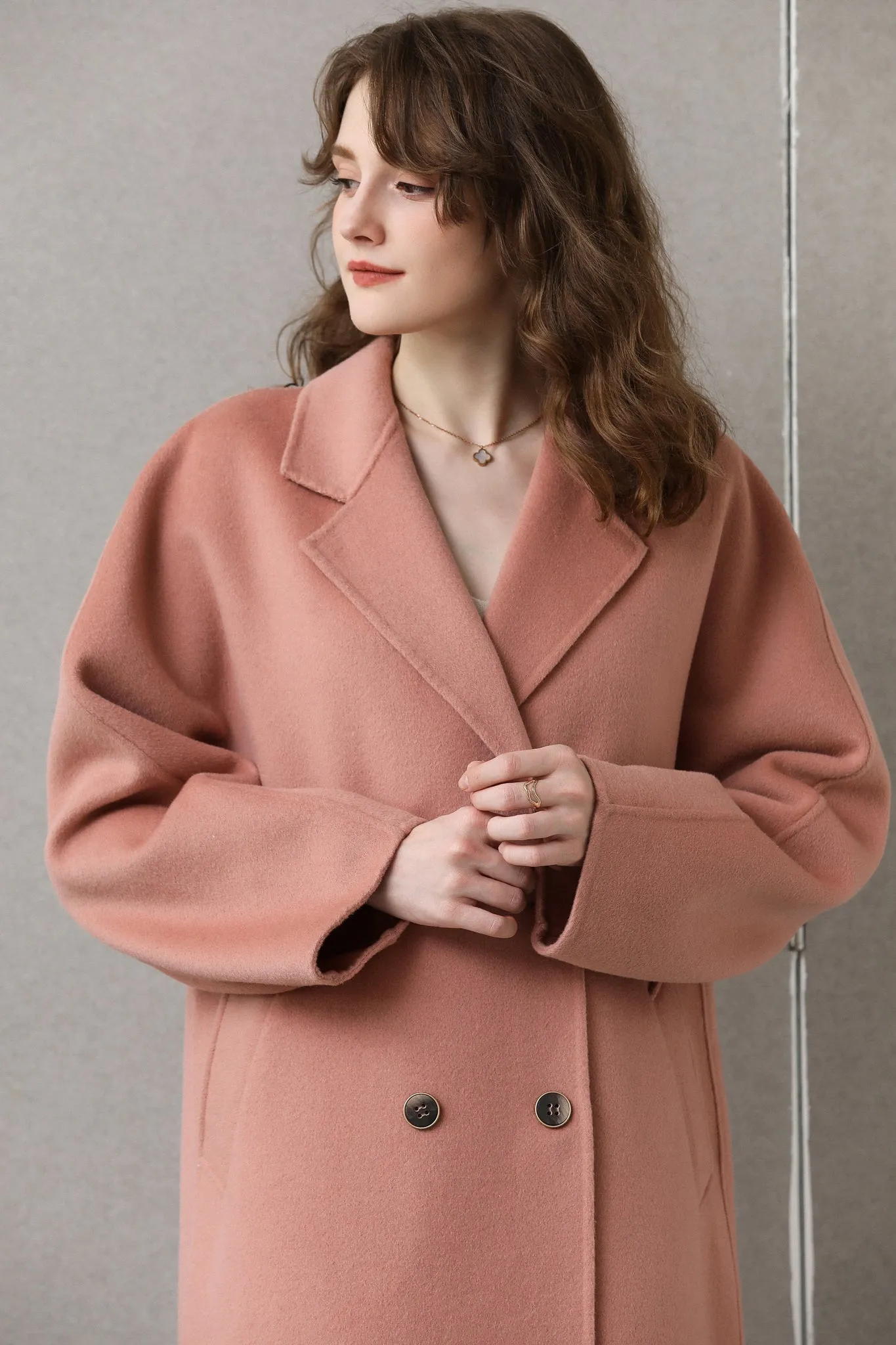 Fangyan | Denise Pink Cocoon Wool Coat