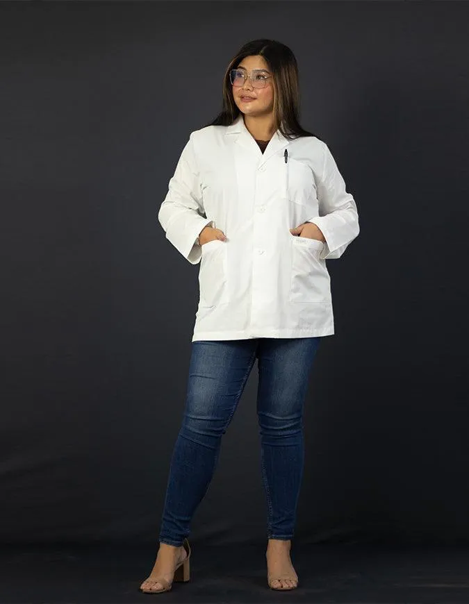 Free Embroidery Heedfit 31 Inches Three Pockets Lab Coat For Unisex